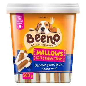 Beeno Dog Treat Mallows Peanut Butter Swirl 500G image
