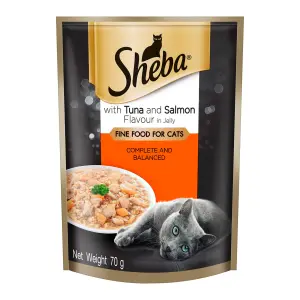 Sheba Cat Food Pouch Tuna & Salmon In Jelly 70G image