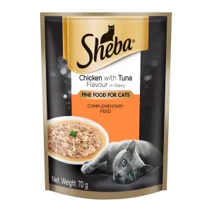 Sheba Cat Food Pouch Chicken & Tuna In Gravy 70G image