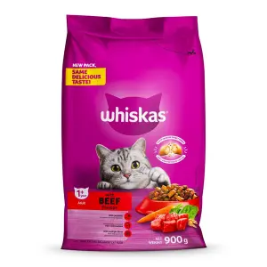 Whiskas Cat Food Dry Adult Beef 900G image