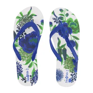 Pata Pata Ladies Flip Flops Blue Floral Size 5/6 image