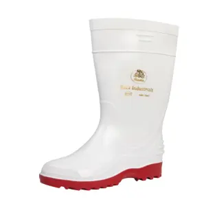 Bata Elegant Ladies Gumboot White/Red Size 5 image