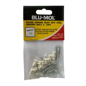 Blu-Mol Heavy Duty Steel Threaded Nails &Caps 27Mm image