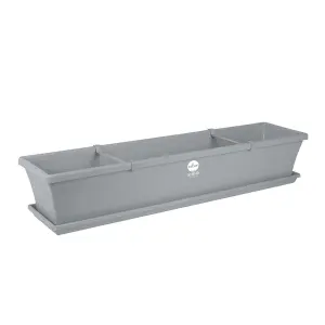 Sebor Sill Planter & Saucer & Clps 75Cm Light Grey image
