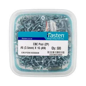 Ifasten Cbc Pozi No6 Zp 3.5Mmx16Mm 500 Pt + Bit image