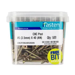 Ifasten Cbc Pozi No6 3.5Mmx40Mm 500 Pt + Bit image