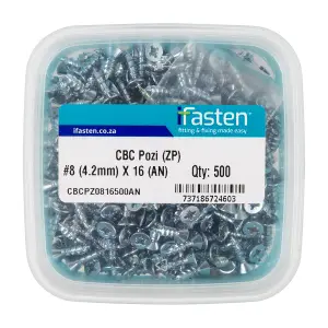 Ifasten Cbc Pozi No8 Zp 4.2Mmx16Mm 500 Pt + Bit image