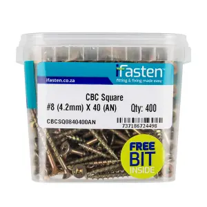 Ifasten Cbc Square No8 4.2Mmx40Mm 400 Pt + Bit image