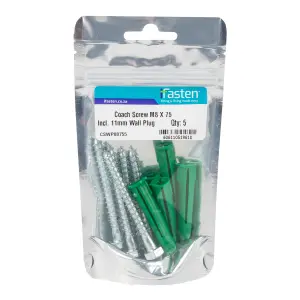 Ifasten Coach Screw M8X75Mm & Wall Plug Green 5 Pp image