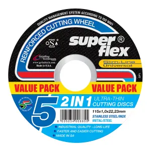 Superflex Cutting Disc 2In1 Flat 115X1.0Mm 5Pack image