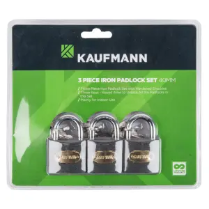 Kaufmann Steel Lock Set 3 Pc 40Mm image