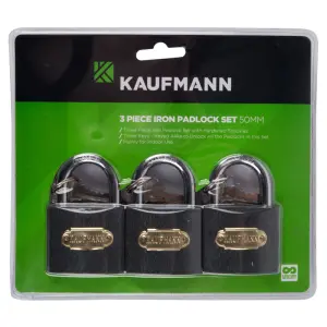 Kaufmann Steel Lock Set 3 Pc 50Mm image