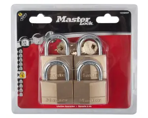 Mackie Master Pad Lock Brass 4Pk 50Mm Keyd Alike image