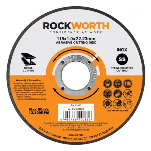 Rockworth Cutting Disc Slimline Steel 115X1.0Mm image