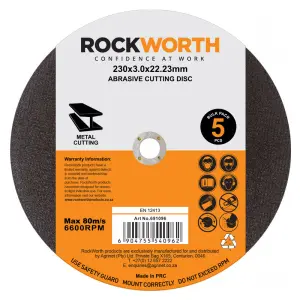 Rockworth Cutting Disc Steel 230X3.0Mm 5Pack image