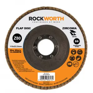 Rockworth Flap Disc 115Mm Zirconia Oxide P80 image
