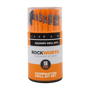 Rockworth Drill Bit 18 Pc Set Metal Wood Masonry image