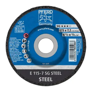 Pferd Grinding Whl Steel Dome 115Mm X7.2Mm Sg image
