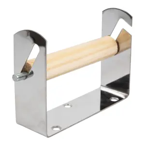 Toilet Roll Holder Stainless Steel Wooden Insert image