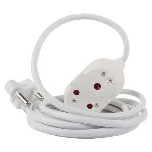 Nexus Extension Cord White Dbl 3M 1.5Mm 16A image