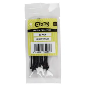 Nexus Cable Ties T18R 2.5Mmx100Mm Black 20 Pack image