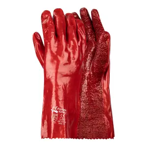 Pioneer Glove Red Pvc 35Cm Open Cuff Terry Palm image