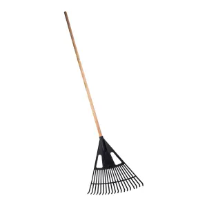 Leaf Rake-Plastic X Wooden Handle-Long Flat Teeth image