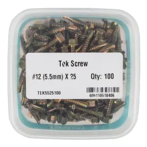 Ifasten Tek Screw No12 5.5Mmx25Mm 100 Pt image