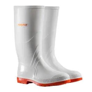 Wayne Gumboot Mens Knee L White/Red Size 11 image