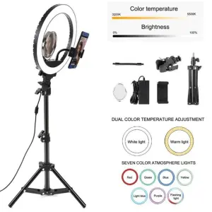 Rgb Led 12-Inch Ring Light With Stand image