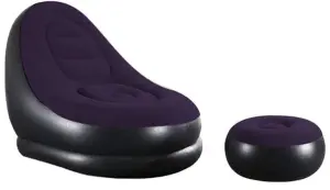 Lazy Inflatable Relaxation Sofa Bed Recliner With Footstool With Air Pump - Black image