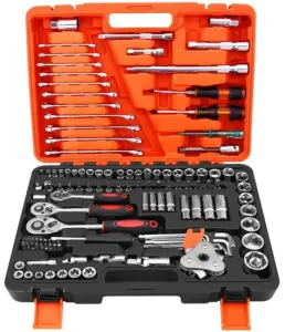 121 Pieces Repair Tool Box Professional Ratchet Wrench Socket Repair Tools Set image