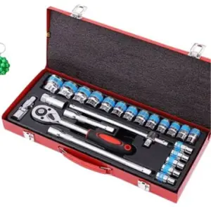 24Pcs Blue Belt Slider Iron Box 24 Teeth Round Handle Ratchet image