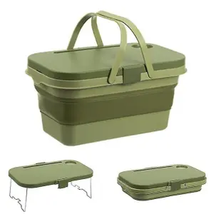Multifunctional Collapsible Picnic Basket-Green image
