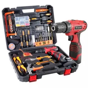 Tool Set With Drill, 108Pcs Cordless Drill Household Power Tools Set image