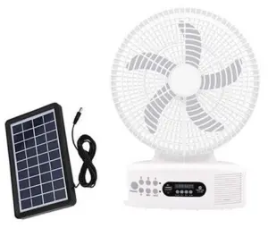12 Inch 5 Blades Rechargeable Solar Powered Fan image